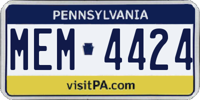 PA license plate MEM4424