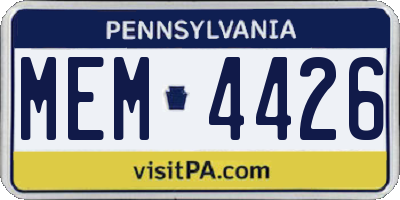 PA license plate MEM4426