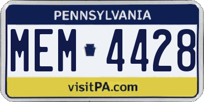 PA license plate MEM4428