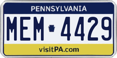 PA license plate MEM4429