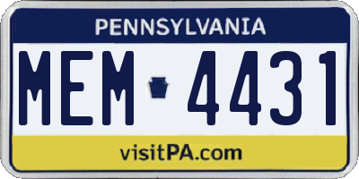 PA license plate MEM4431