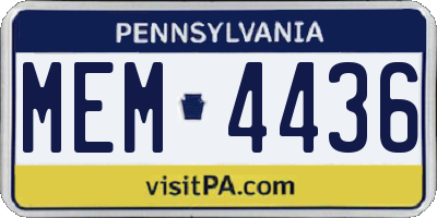 PA license plate MEM4436