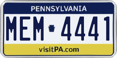 PA license plate MEM4441