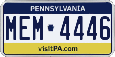 PA license plate MEM4446