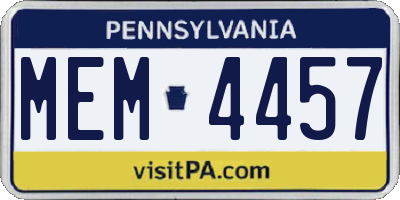 PA license plate MEM4457