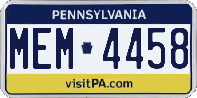 PA license plate MEM4458
