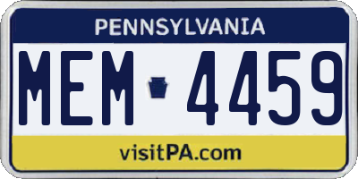 PA license plate MEM4459
