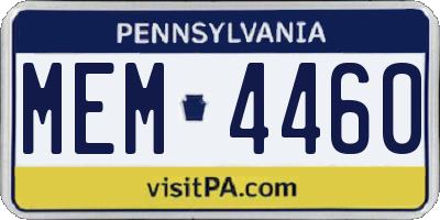 PA license plate MEM4460
