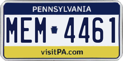 PA license plate MEM4461