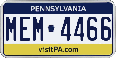 PA license plate MEM4466