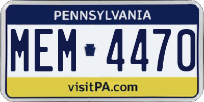 PA license plate MEM4470