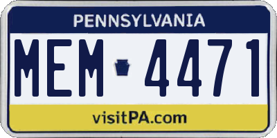 PA license plate MEM4471