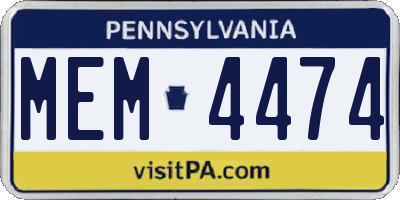 PA license plate MEM4474