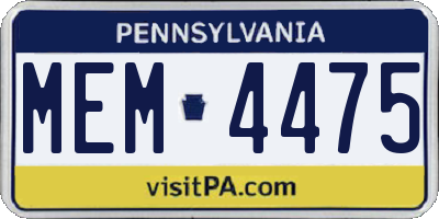 PA license plate MEM4475
