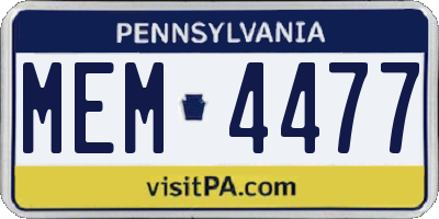 PA license plate MEM4477