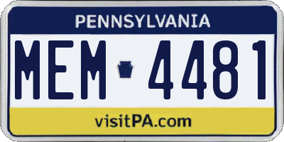 PA license plate MEM4481
