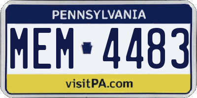 PA license plate MEM4483