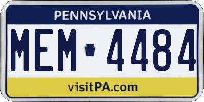 PA license plate MEM4484
