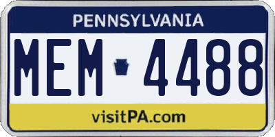 PA license plate MEM4488