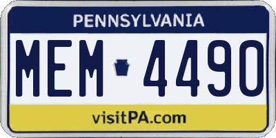 PA license plate MEM4490
