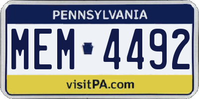 PA license plate MEM4492