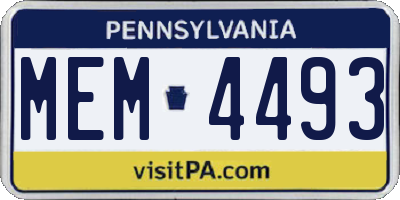 PA license plate MEM4493