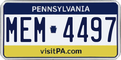 PA license plate MEM4497