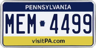 PA license plate MEM4499