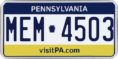 PA license plate MEM4503