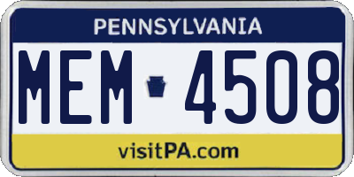 PA license plate MEM4508