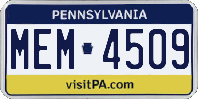 PA license plate MEM4509