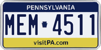 PA license plate MEM4511