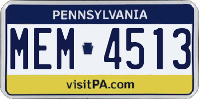 PA license plate MEM4513