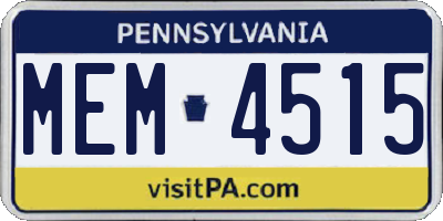 PA license plate MEM4515