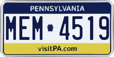 PA license plate MEM4519