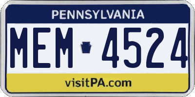 PA license plate MEM4524