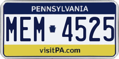 PA license plate MEM4525