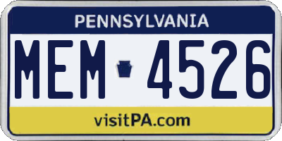 PA license plate MEM4526