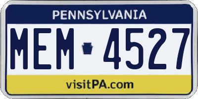PA license plate MEM4527