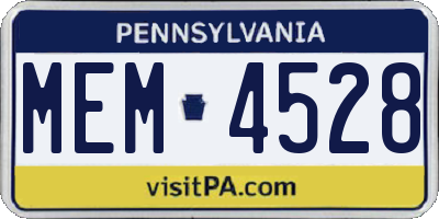 PA license plate MEM4528
