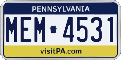 PA license plate MEM4531