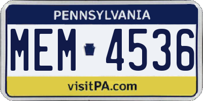 PA license plate MEM4536