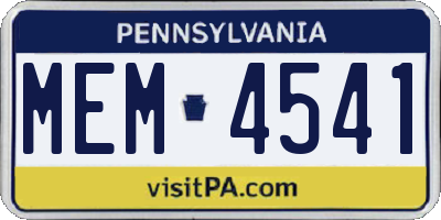 PA license plate MEM4541