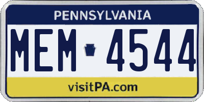 PA license plate MEM4544