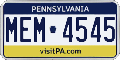 PA license plate MEM4545