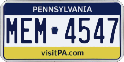 PA license plate MEM4547