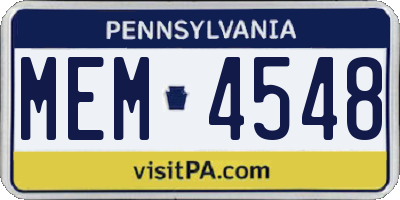 PA license plate MEM4548