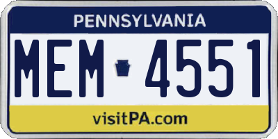 PA license plate MEM4551