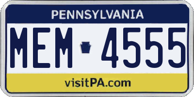 PA license plate MEM4555