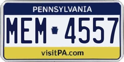 PA license plate MEM4557